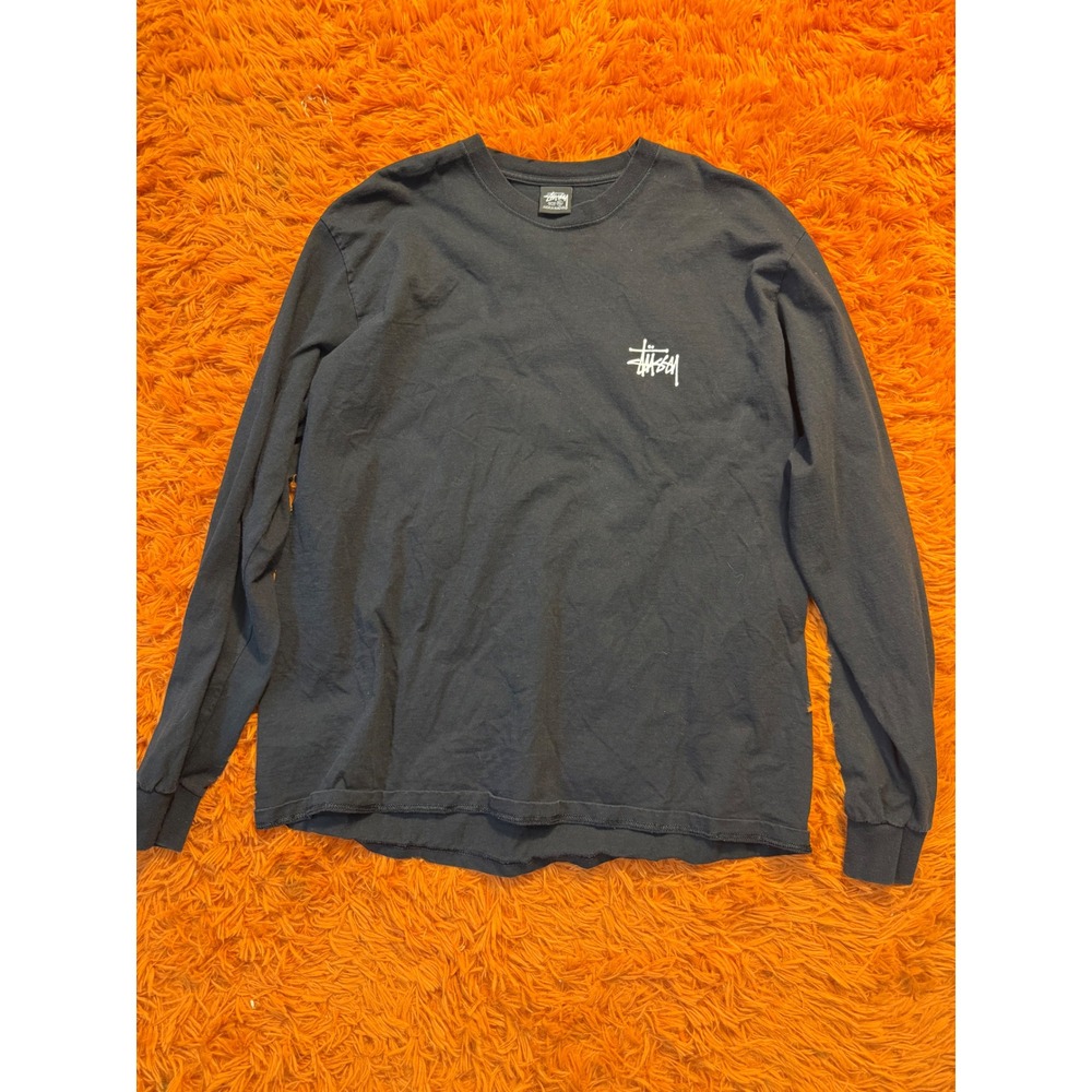 Stussy Mens Long Sleeve Stock Logo T-Shirt Black XL Streetwear Tee